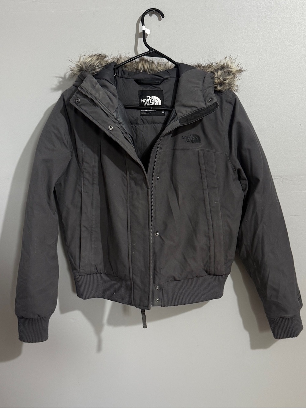 North Face Womens M Insulated Bomber Jacket Dryvent 550 Faux Fur Hood Coat